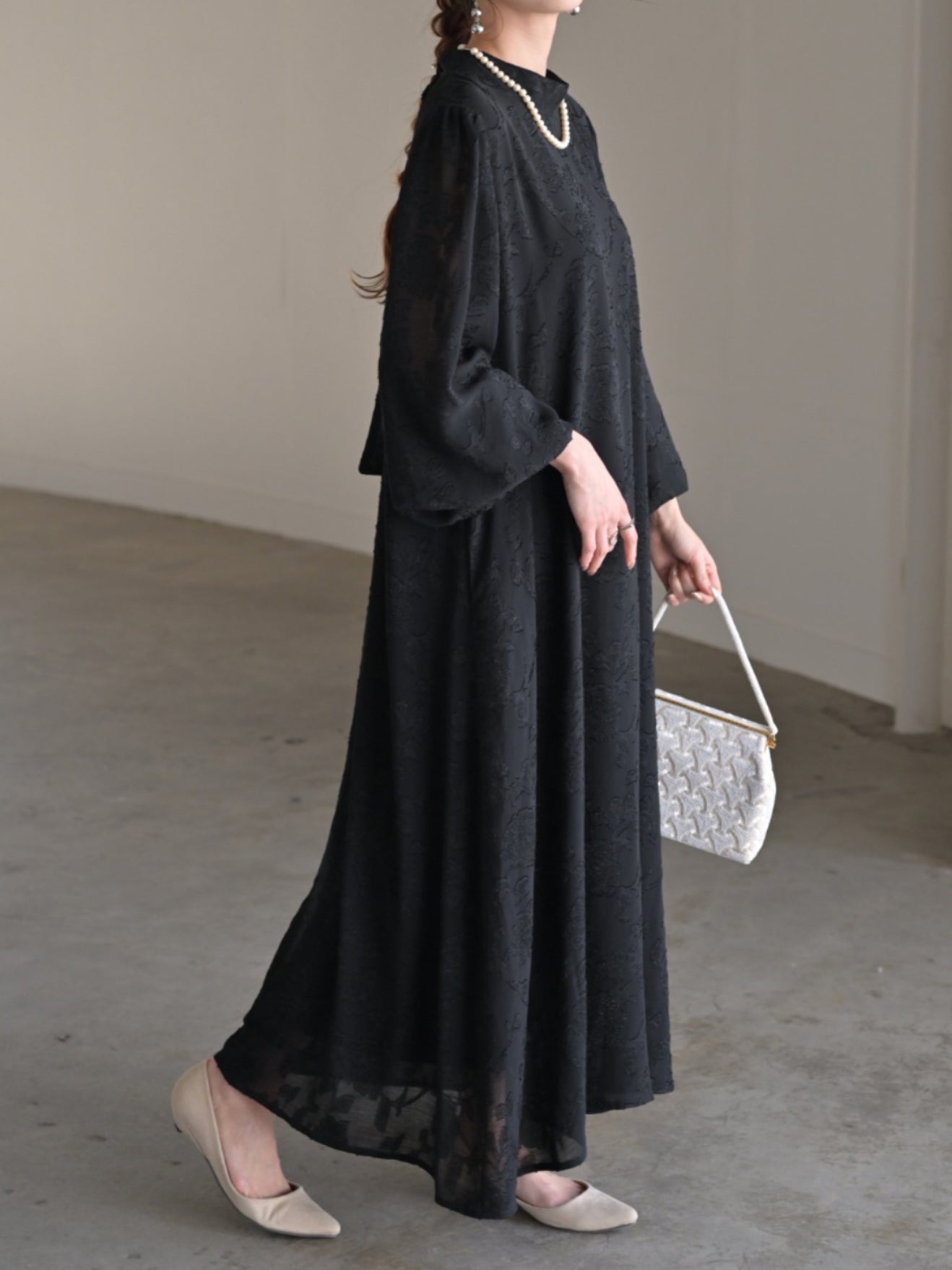 Elegant Flower Jacquard Dress (4 colors)