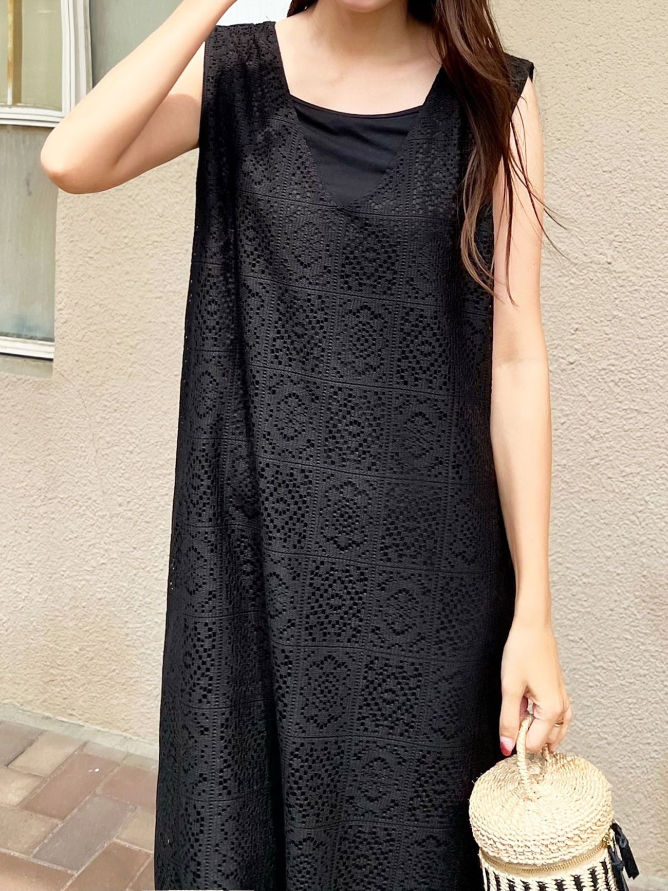 2-way panel lace jumper skirt in 2 colors