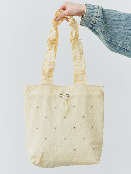 ギャザーハンドルビジュートートバッグ　3色入