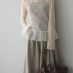 ハイネックシアードットチュールトップス　3色入 - SonderSable