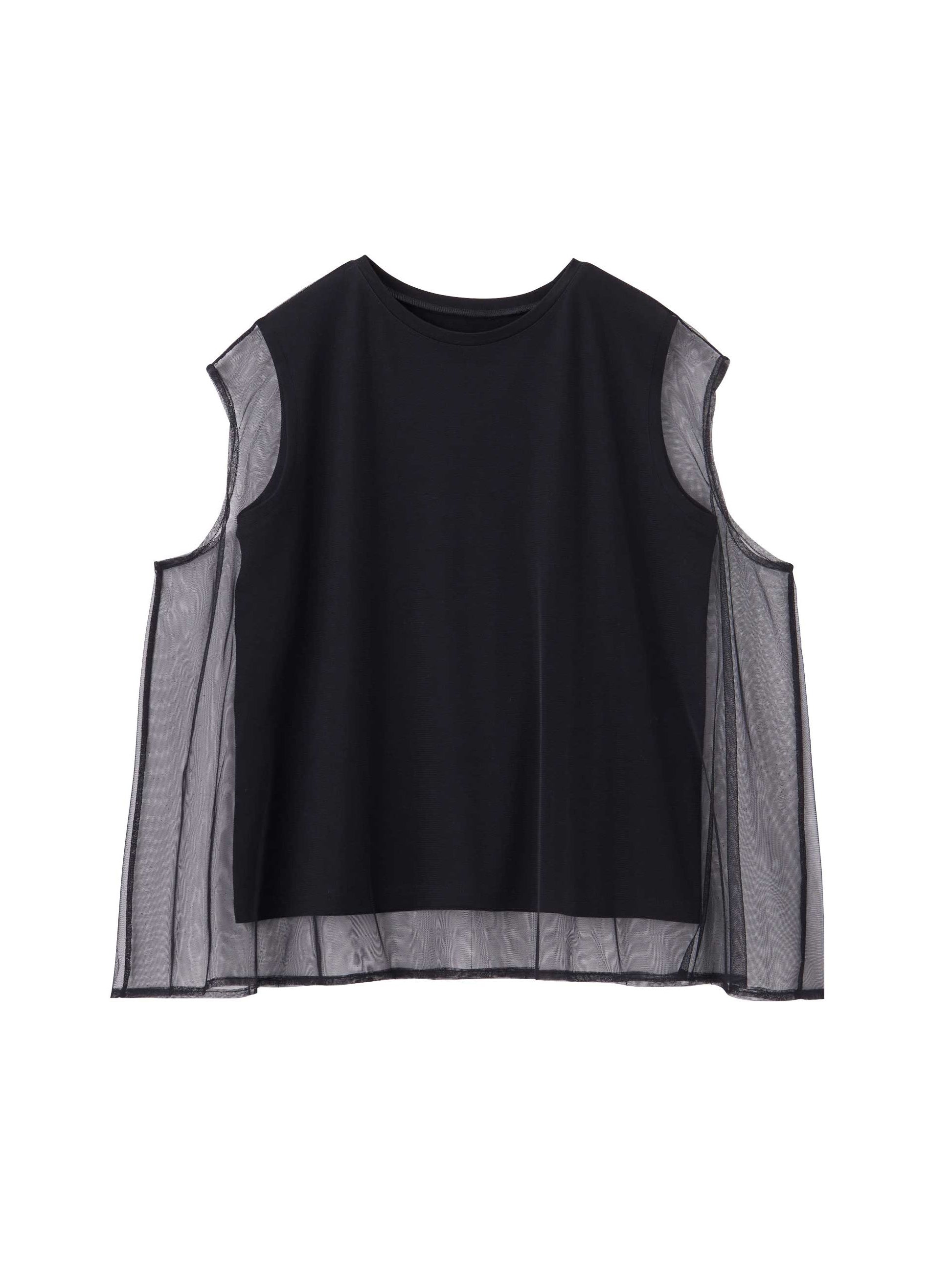 Tulle cover French sleeve cut and sewn in 3 colors