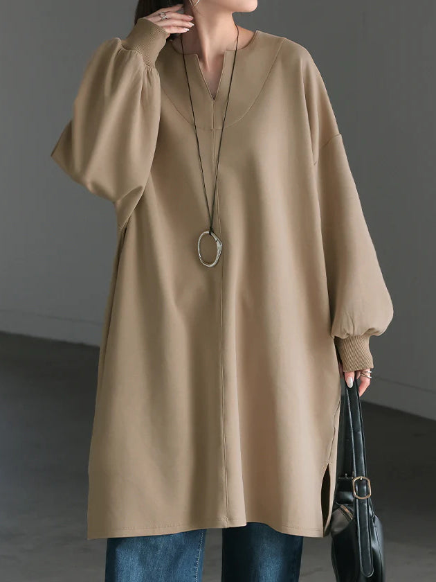 Long-sleeved poncho tunic in 4 colors