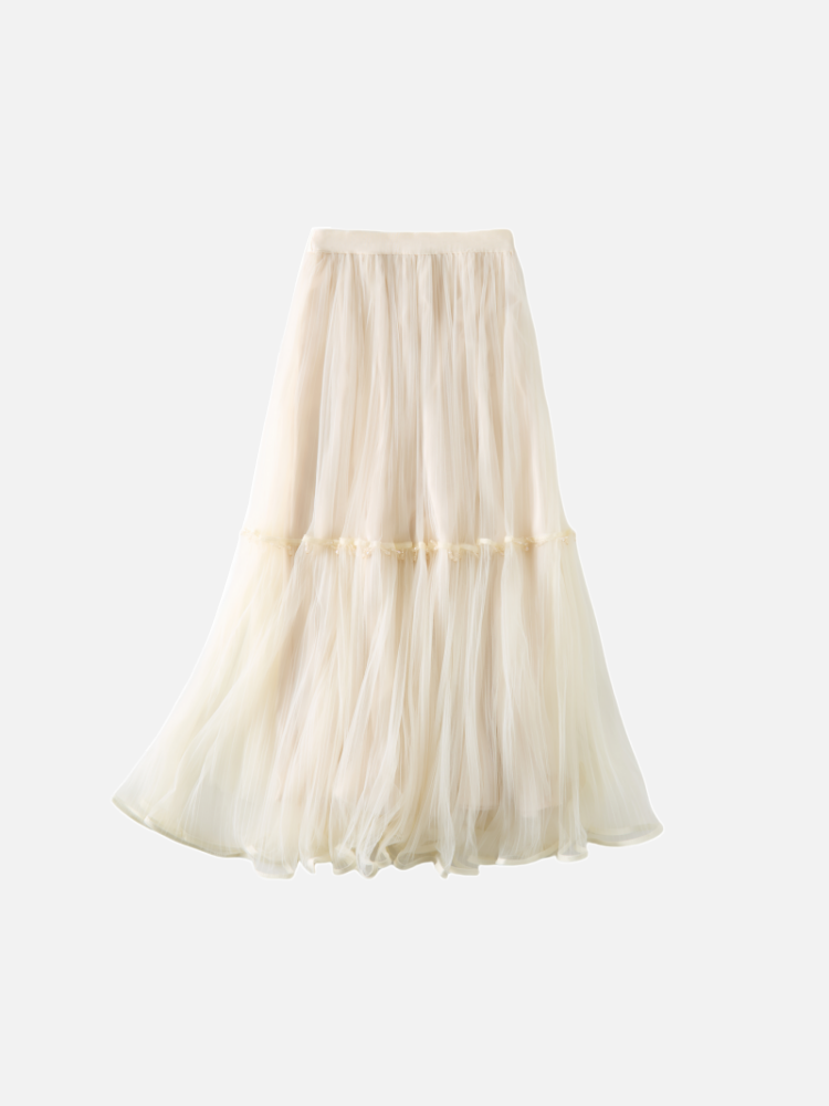 Beaded swaying tulle prairie skirt in 3 colors