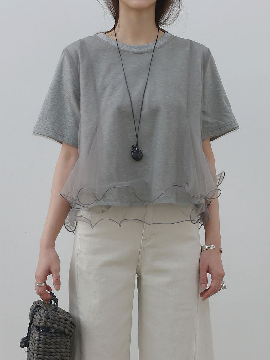 チュールフレアレイヤードTシャツ　3色入 - SonderSable