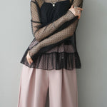 ハイネックシアードットチュールトップス　3色入 - SonderSable