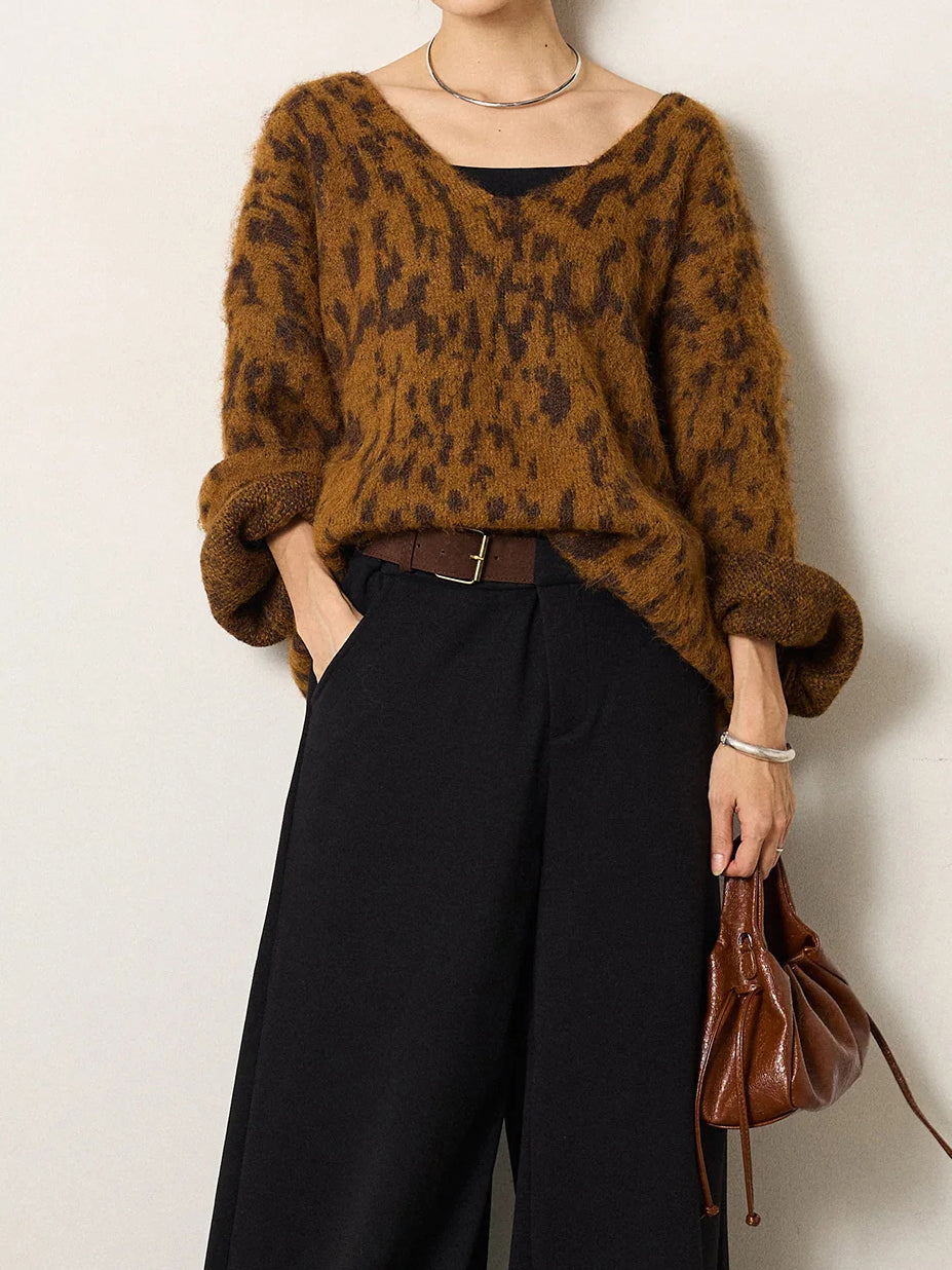 フラッフィーレオパードシャギーニット　3色入