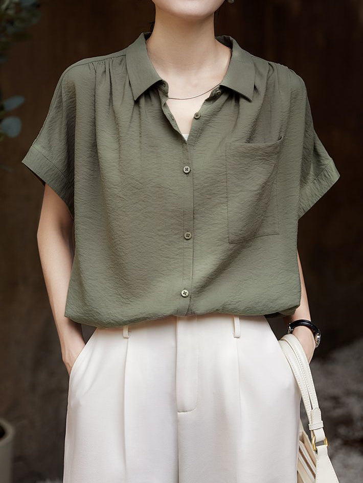 Front pocket roll-up shirt, 2 colors