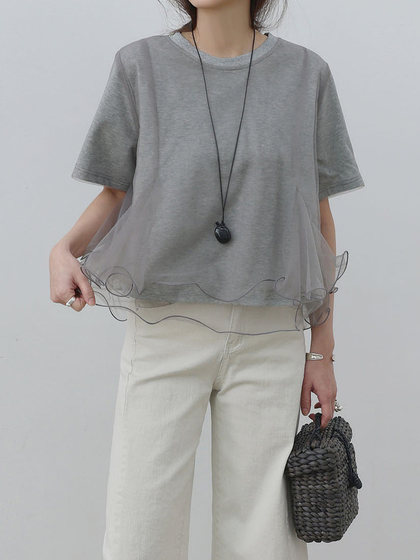 チュールフレアレイヤードTシャツ　3色入 - SonderSable