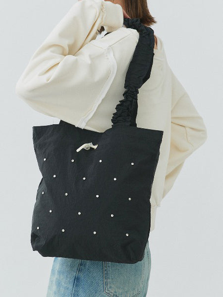 ギャザーハンドルビジュートートバッグ　3色入