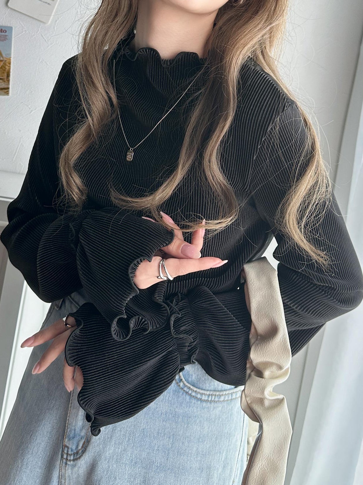 Candy Sleeve Pleated Mellow Cut and Sew (4 Colors)