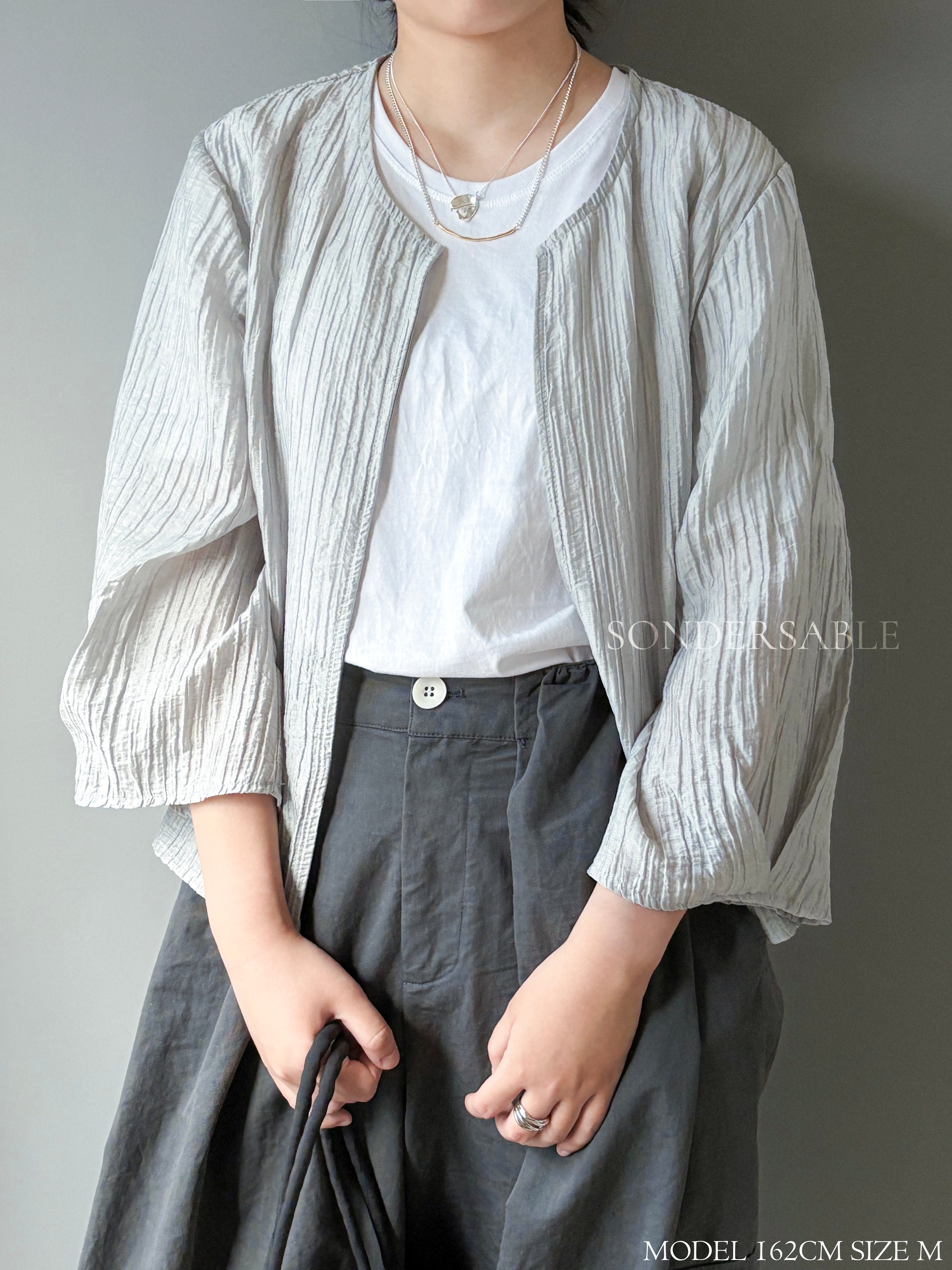 [New colors added] Sheer pin tuck wrap blouse in 4 colors