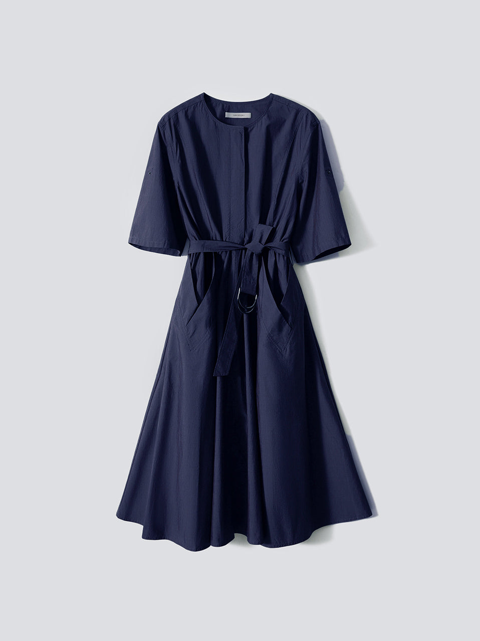 No-collar belted work dress, 3 colors