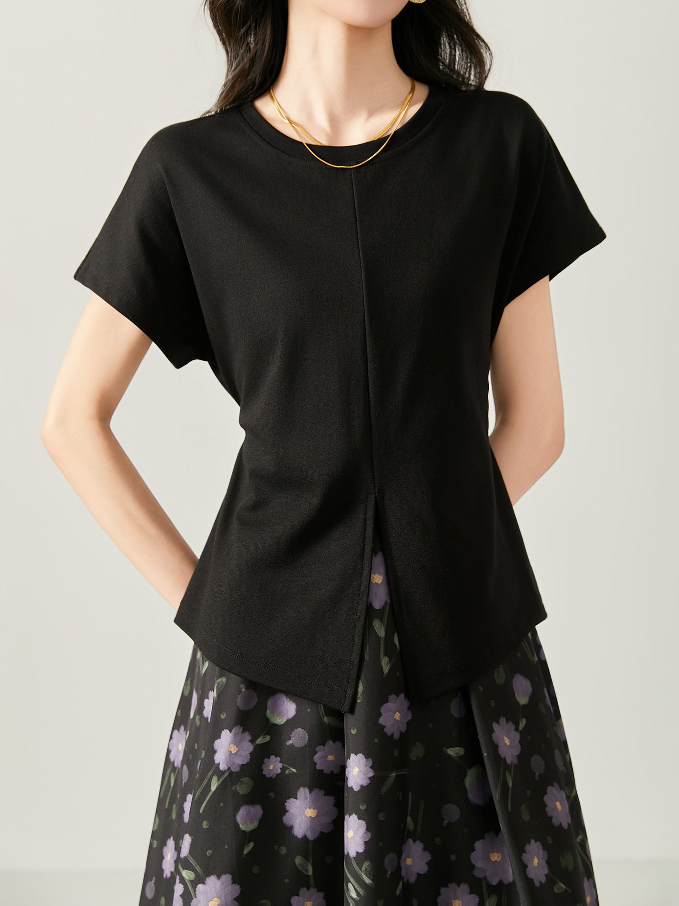 フロントスリットストラップTシャツ　2色入 - SonderSable
