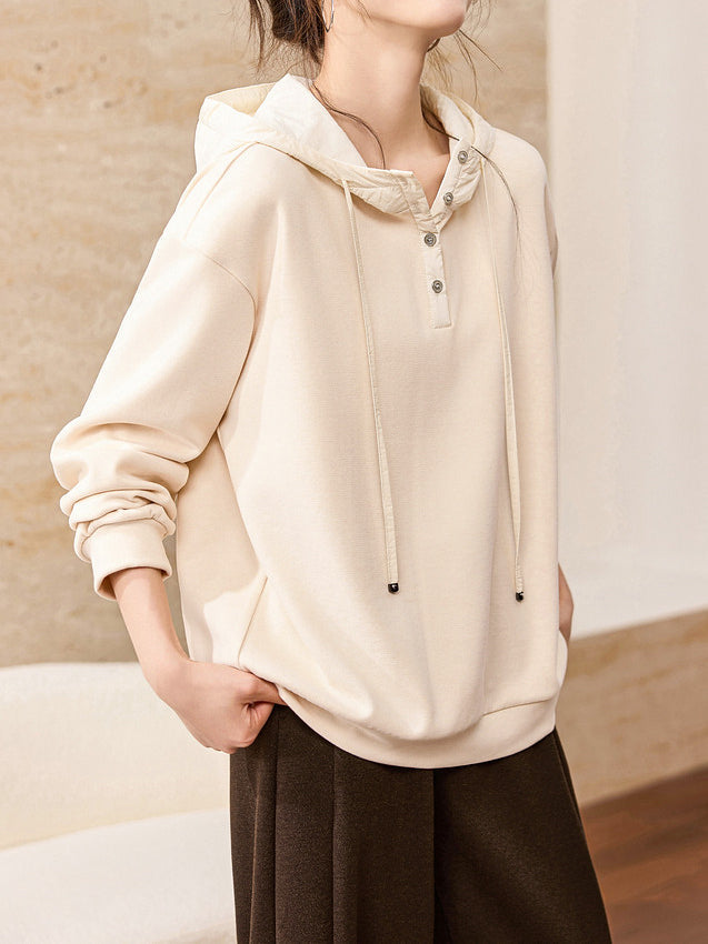 キルディングフード付き異素材スウェット　3色入