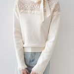 <先行公開>サイドリボンレースドッキングニット　3色入 - SonderSable