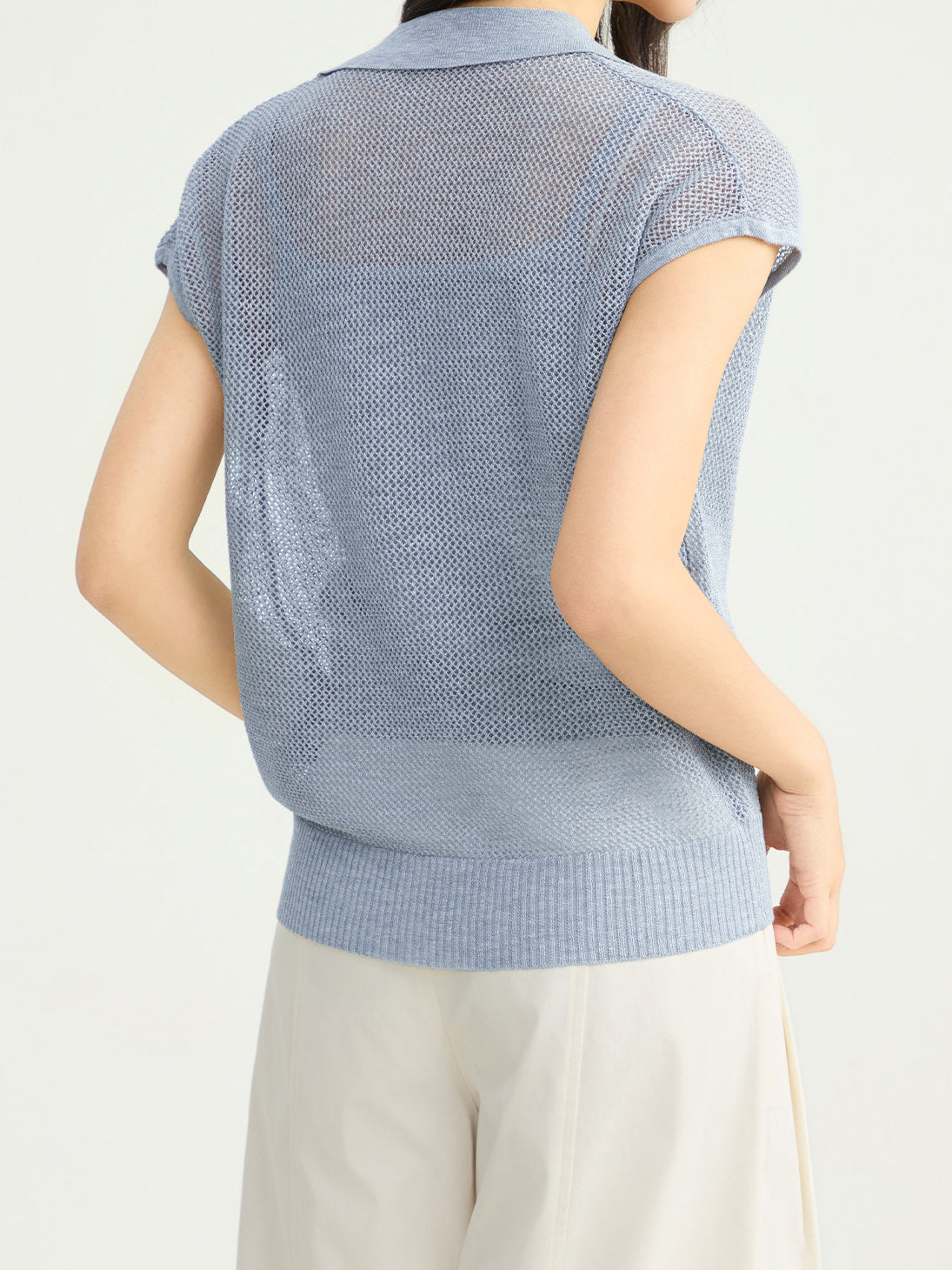 キーネックカシュクールネットトップス＋ニットキャミアンサンブル - SonderSable