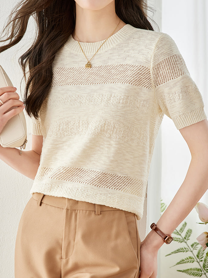 Sheer striped knit in 3 colors