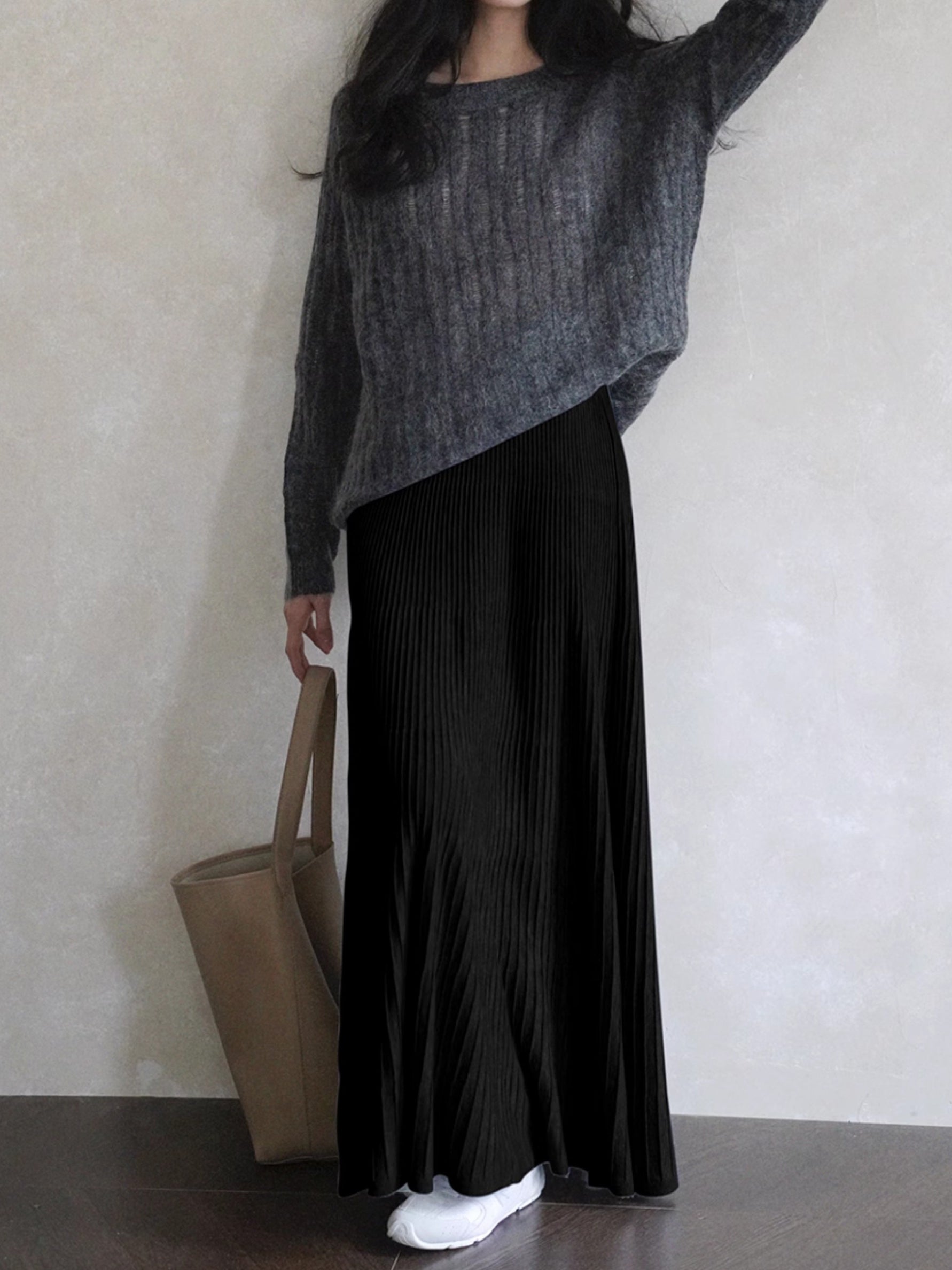 Striped Flared Knit Skirt (7 colors available) &lt;Can be coordinated&gt;