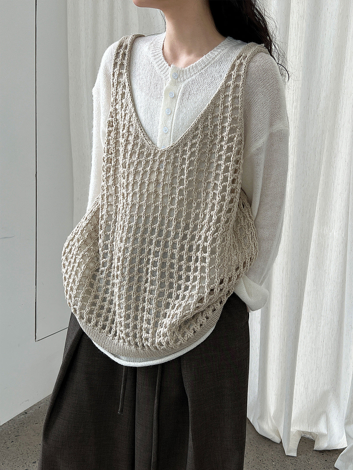 Crochet knit vest (3 colors)