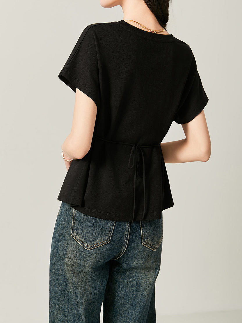フロントスリットストラップTシャツ　2色入 - SonderSable