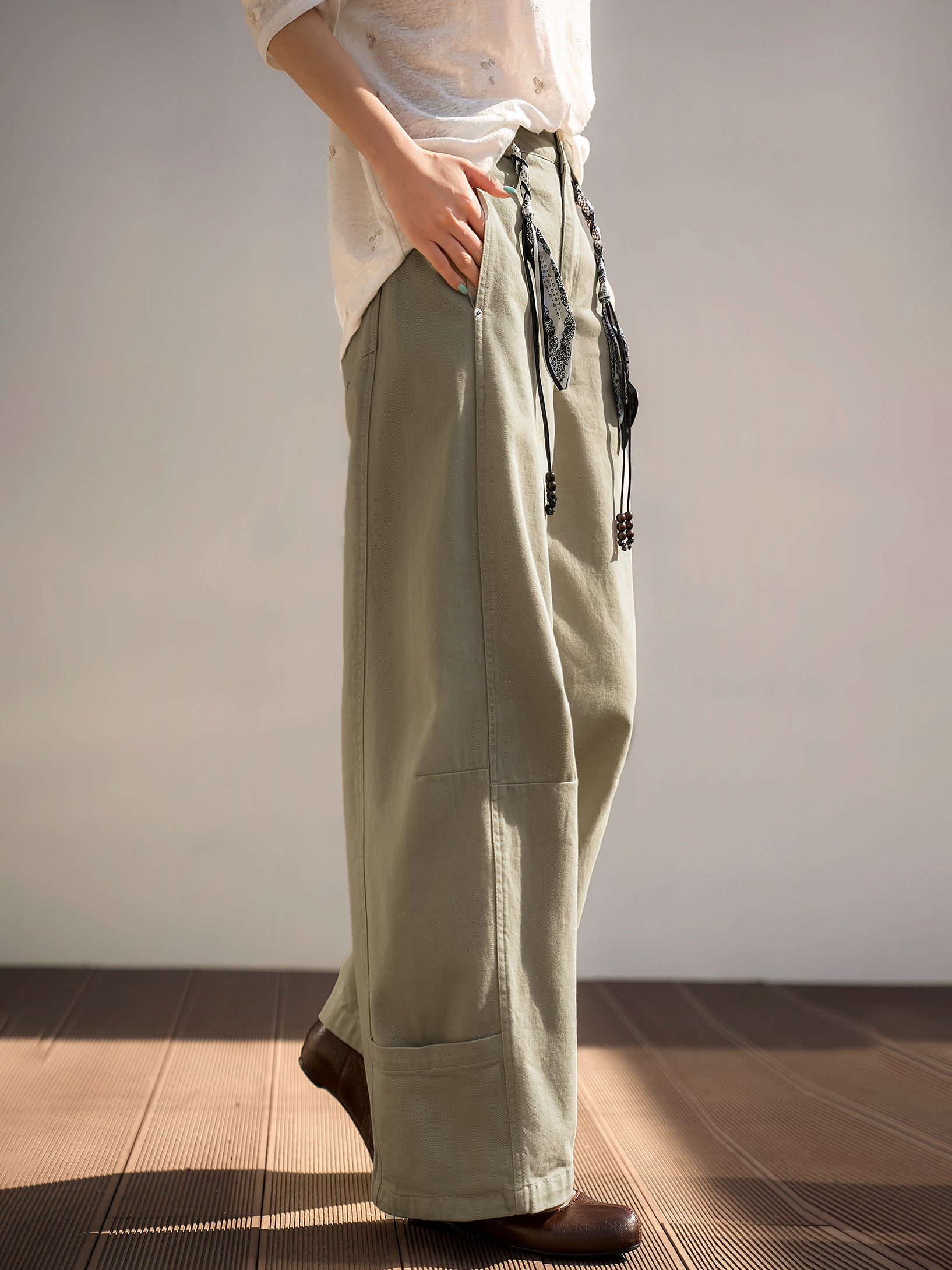 スカーフデザインワイドパンツ　3色入 - SonderSable