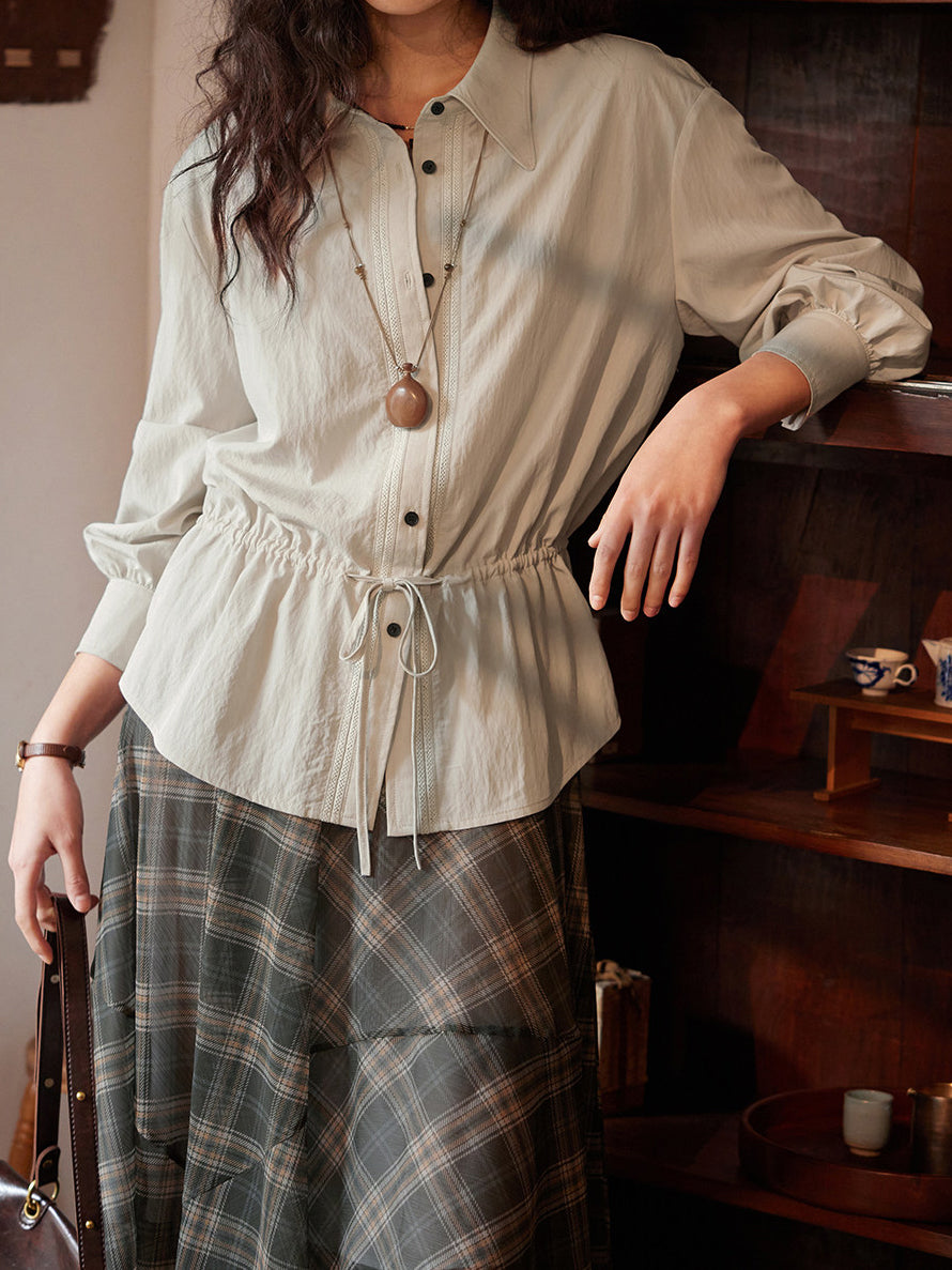 ウエストドロストデザインシャツ　2色入