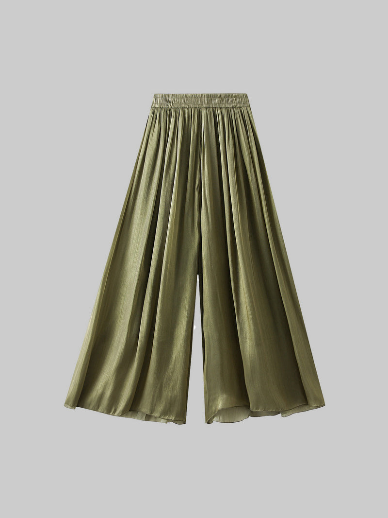 Glossy crepe wide pants in 7 colors