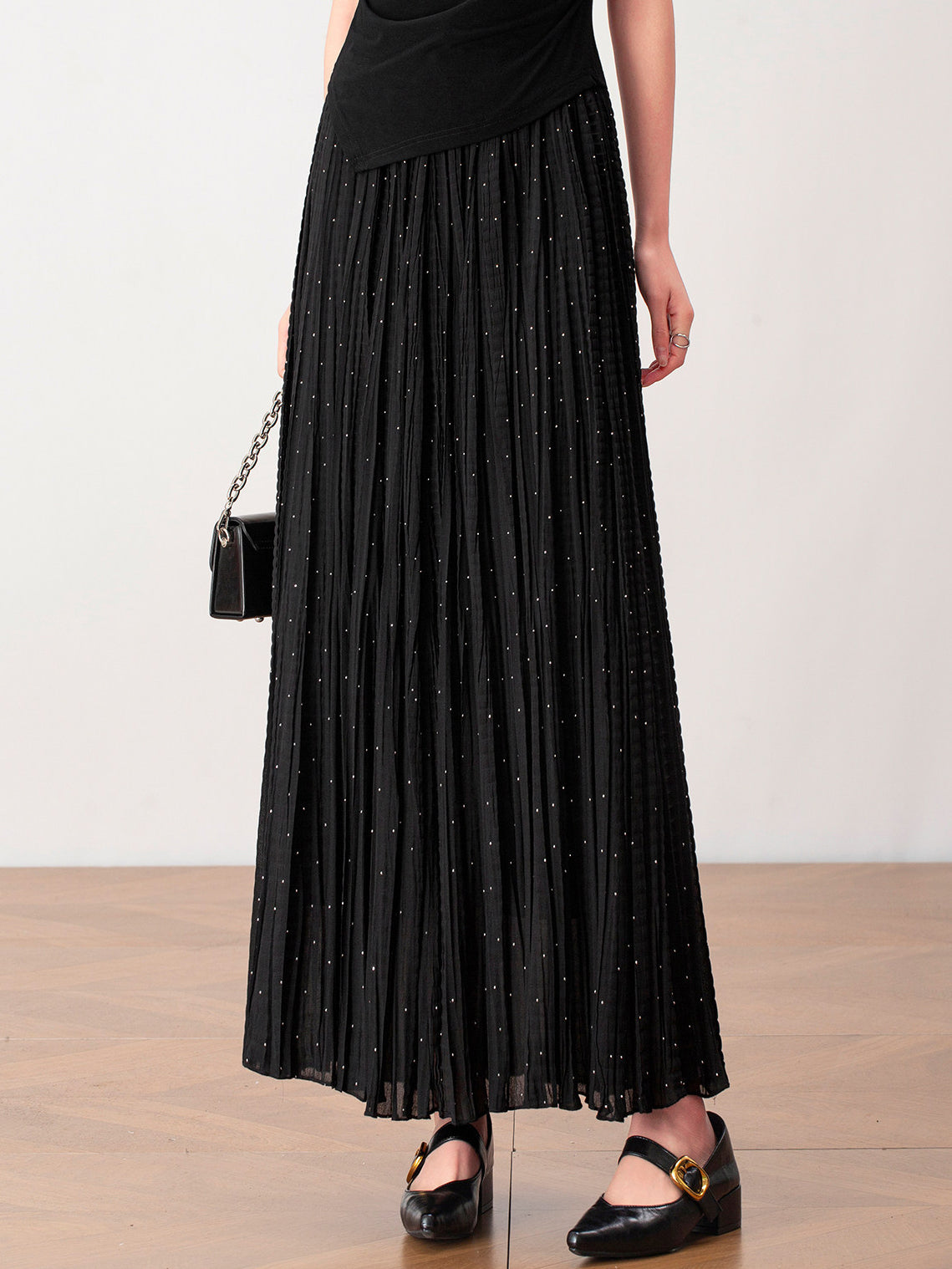 ビーズワッシャープリーツスカート　5色入