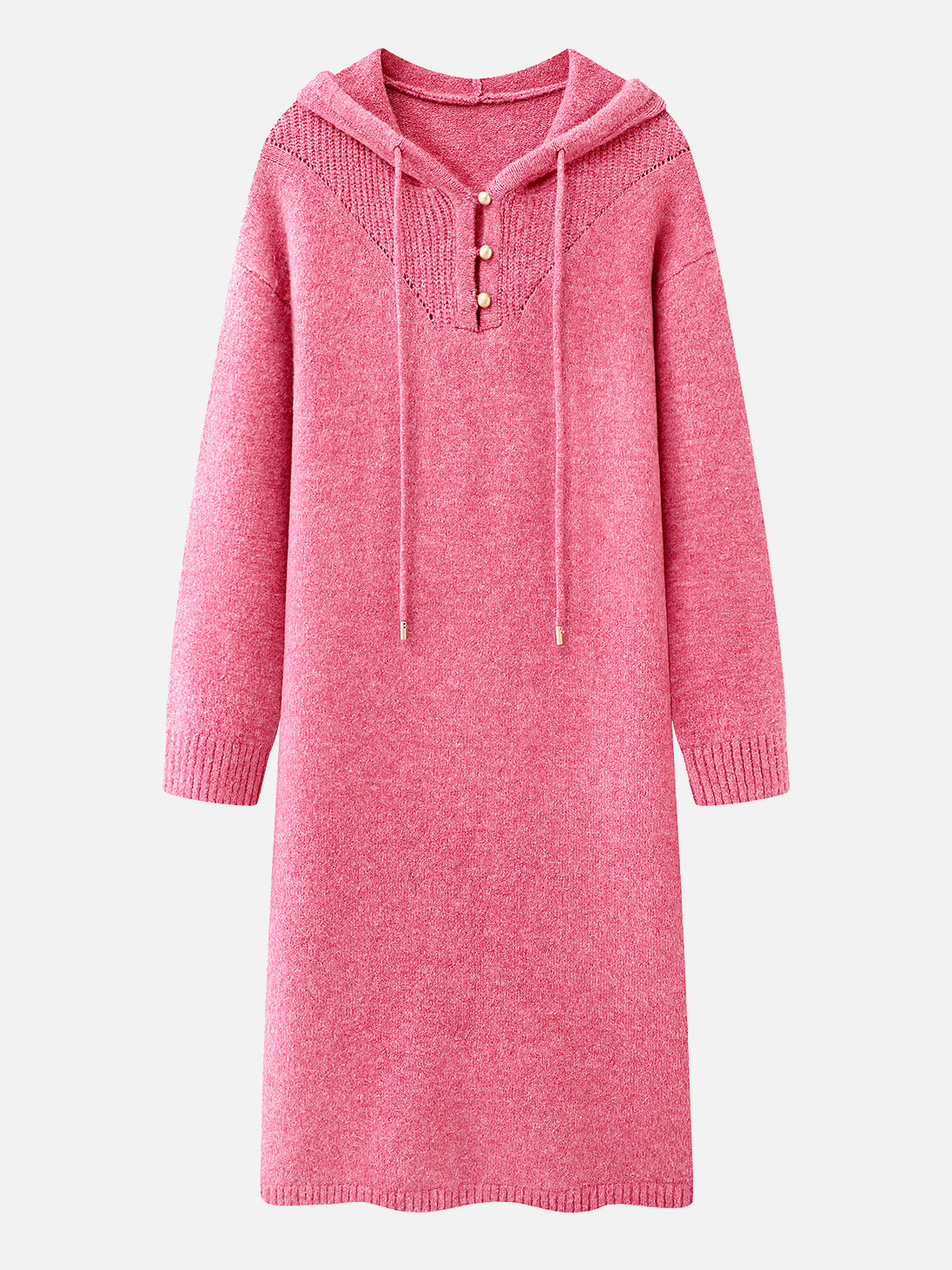 Hooded knit dress in 2 colors