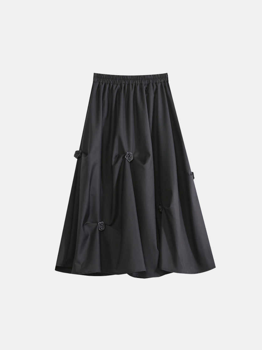 Gathered skirt with flowers, 3 colors