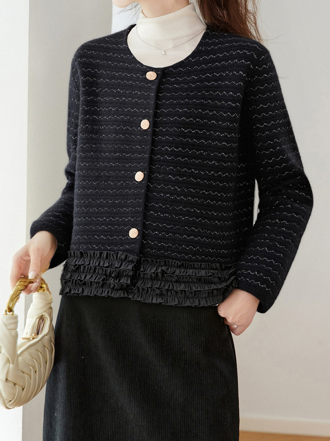 Frill hem feminine jacket in 2 colors