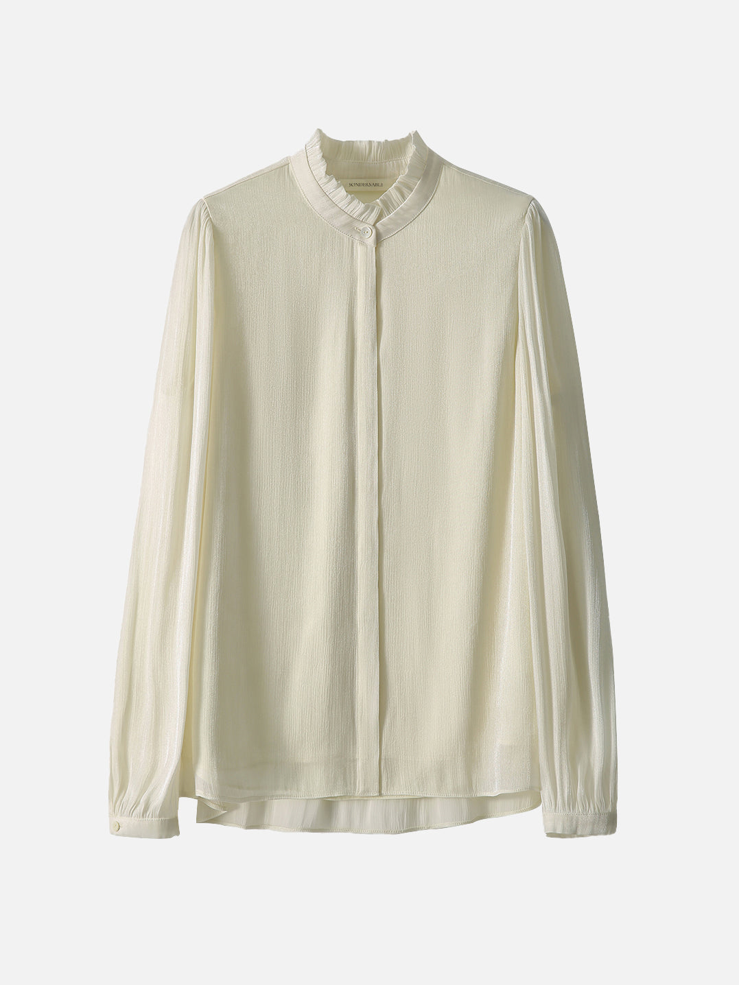 Frilled color glossy volume shirt 2 colors