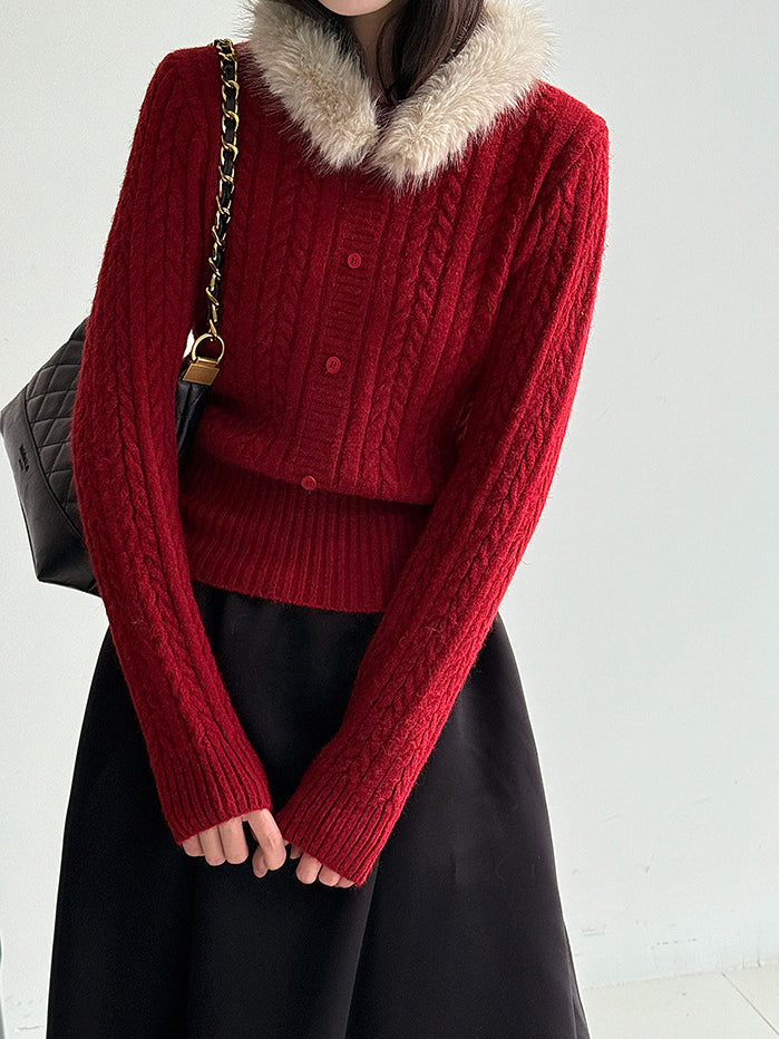 Fur-colored cable knit (5 colors)