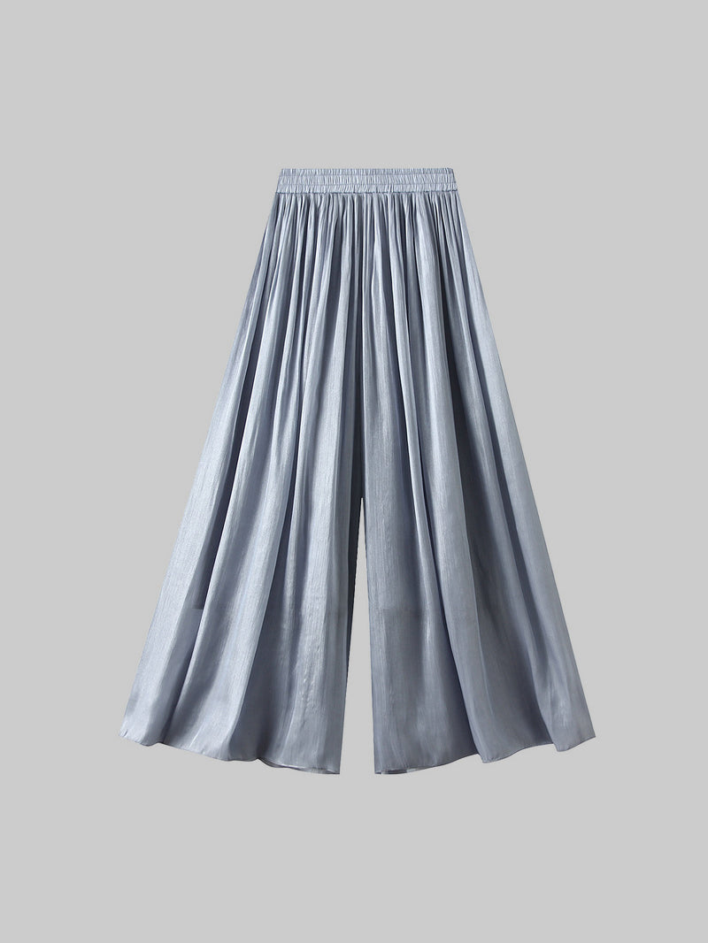 Glossy crepe wide pants in 7 colors