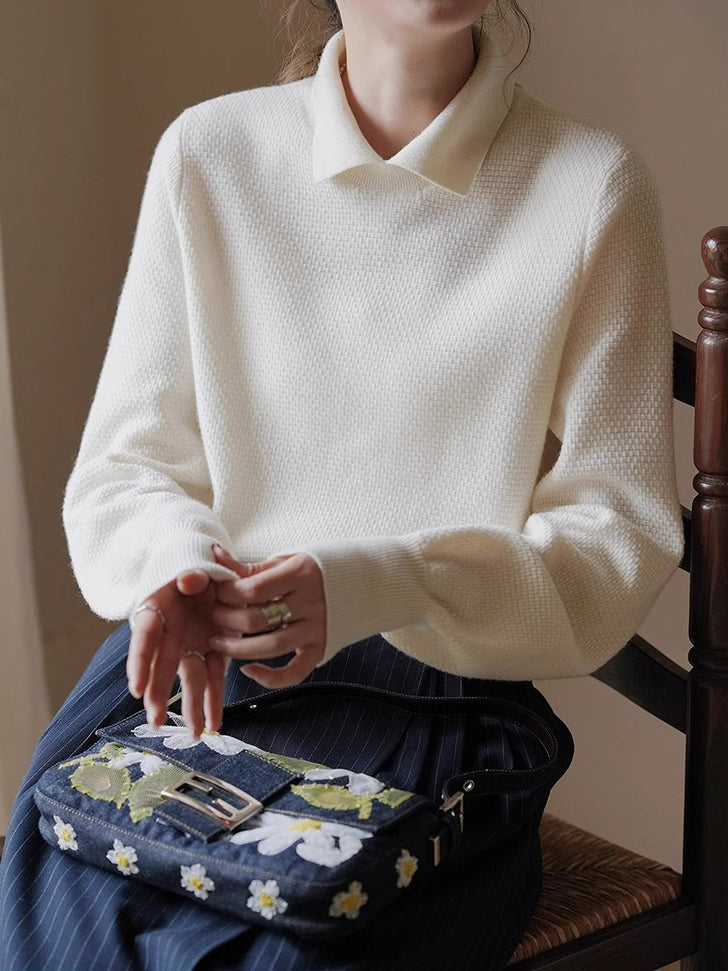 Collared front slit knit in 3 colors