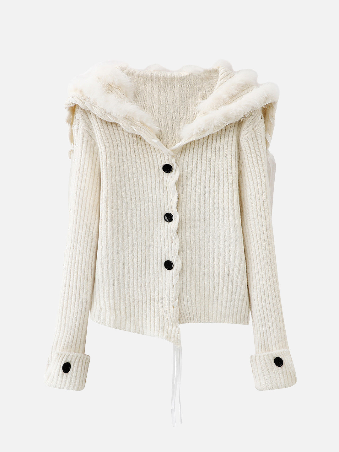 セーラーカラー編み込みロングリボンニットカーディガン　3色入 - SonderSable