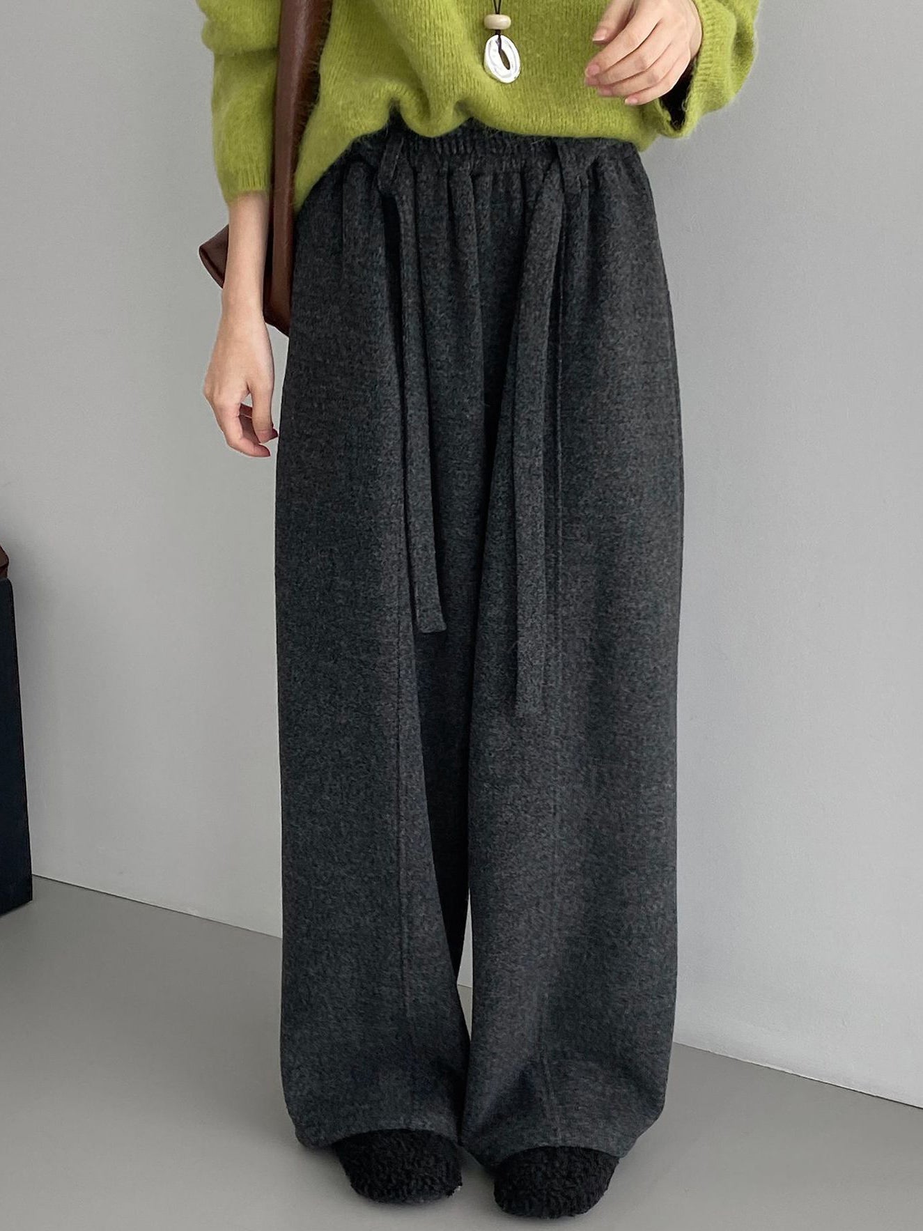 ベルト付スウェットワイドパンツ　2色入