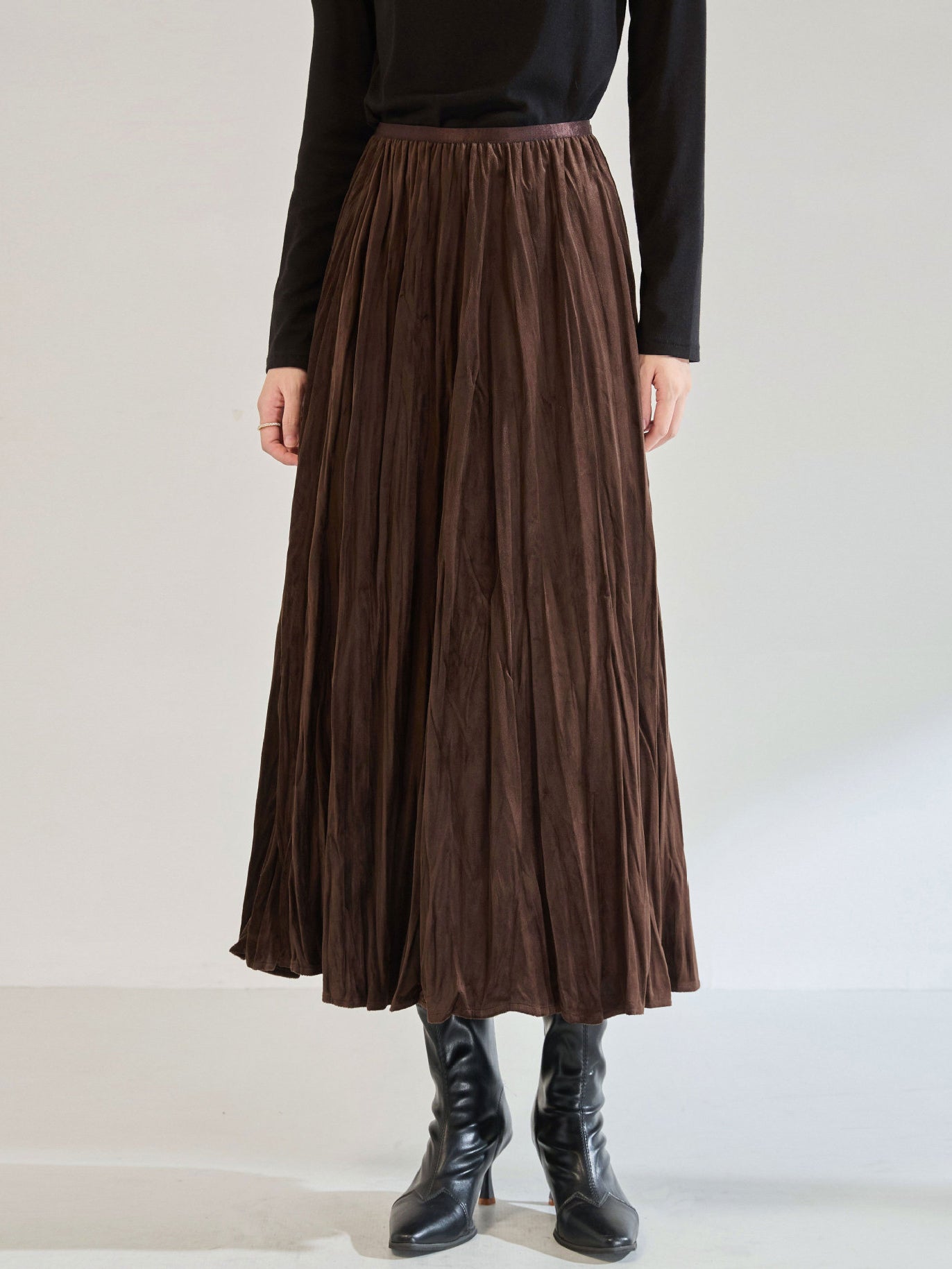 Velvet pleated skirt (3 colors)