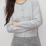 <先行公開>ビーズデザインクルーネックカーディガン - SonderSable