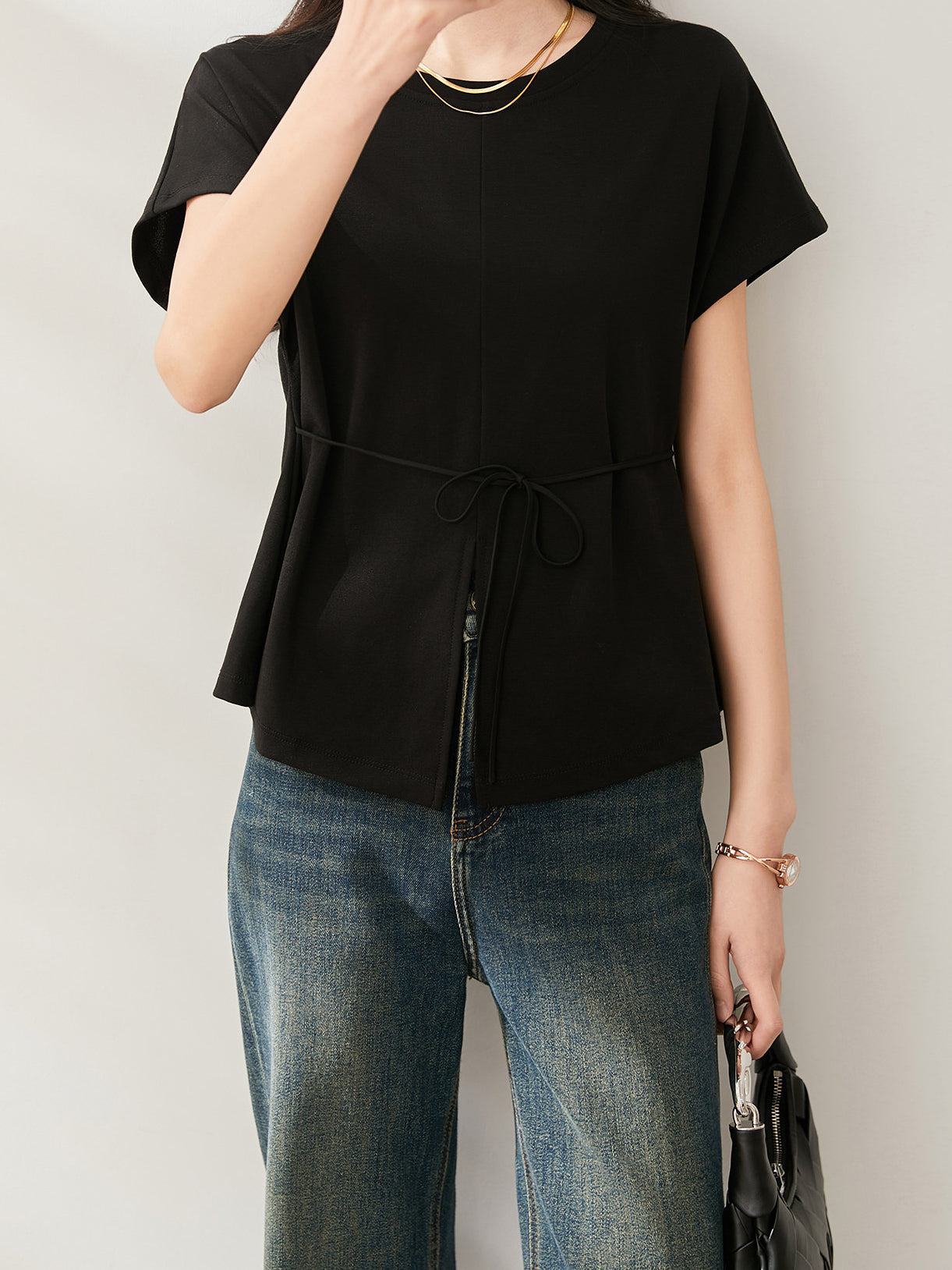 フロントスリットストラップTシャツ　2色入 - SonderSable