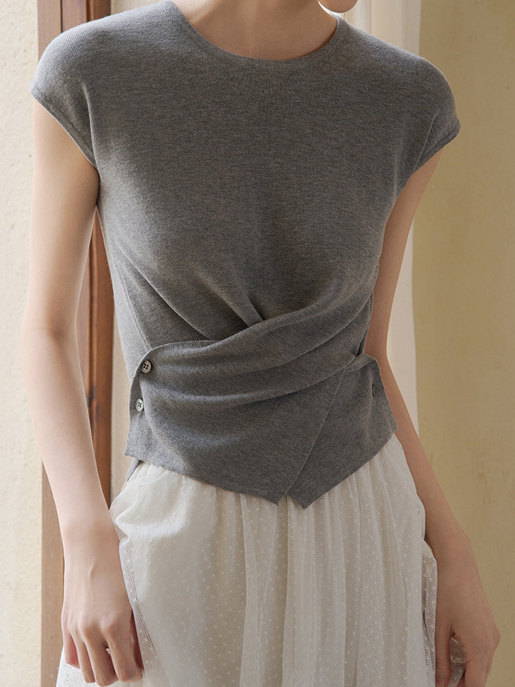 Cache-Coeur Side Button Knit 3 Colors