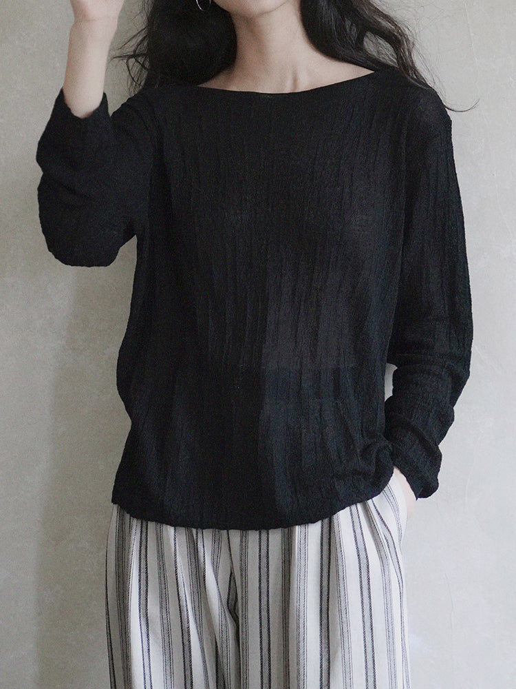 Relaxed crinkled knitwear in 4 colors (can be coordinated)