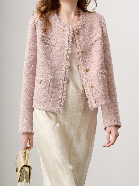 フリンジエレガントツイードジャケット - SonderSable