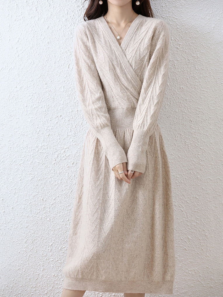 Front cross cable knit dress in 3 colors