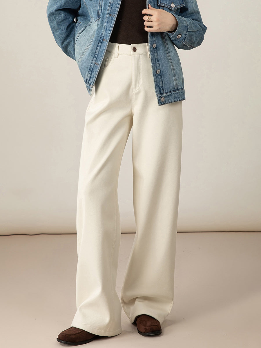 裏起毛ワイドデニムパンツ　3色入