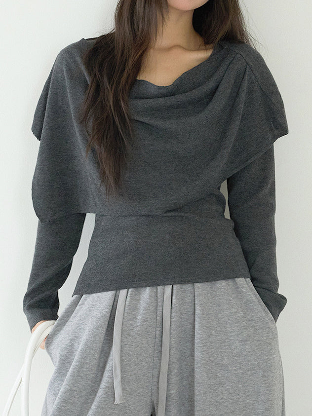 フェミニンケープニットアンサンブル　2色入