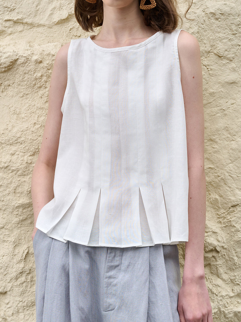 Linen tuck blouse (2 colors)