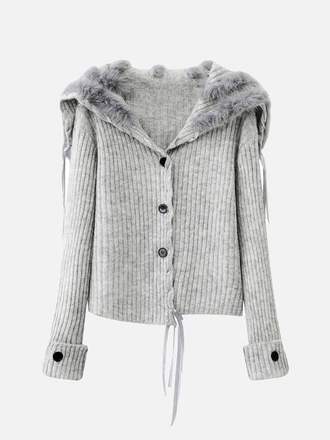 セーラーカラー編み込みロングリボンニットカーディガン　3色入 - SonderSable