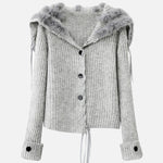 セーラーカラー編み込みロングリボンニットカーディガン　3色入 - SonderSable