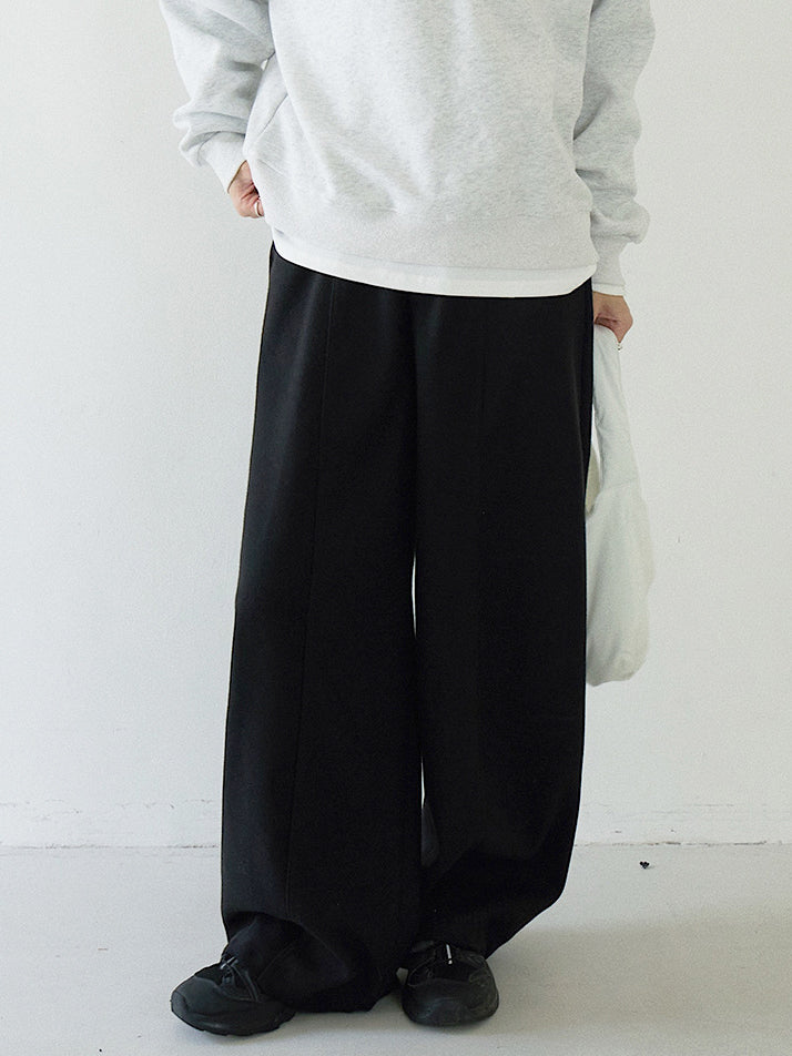 センタープレスメルトンワイドパンツ　2色入